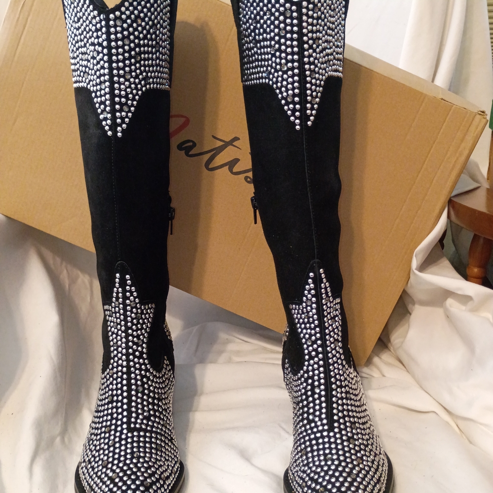 Matisse Black and Silver Over the Knee Boots